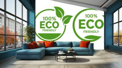 Set of eco friendly icons. Ecologic food stamps. Organic natural food labels. Wall mural