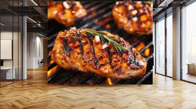 Grilled chicken on the grill
 Wall mural