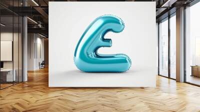 Font realistic 3d design. Complete alphabet e. single icon, Collection Glossy letters in cartoon style. Fonts voluminous inflated from balloon. background full white Wall mural