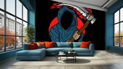 grim reaper illustration design black background Wall mural