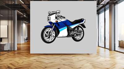 two stroke motorcycle vector on grey background. vector art. motorsport illustration. legend sport motorcycle Wall mural