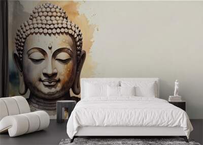 watercolor painting of budha with empty space Wall mural