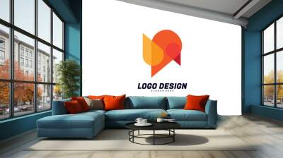 abstract creative inspiration idea logo for company flower and love finance multicolor and transparent design Wall mural