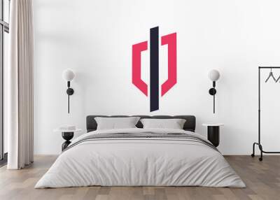 abstract Creative logo and monogram Minimal style pink black color Wall mural