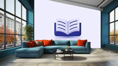 illustration creative 3d icon purple book symbols isolated on background Wall mural