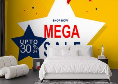 stock vector mega sale yellow star geometric banner Wall mural