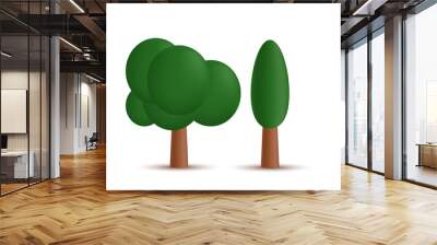 unique 3d set tree cloud and sun plant ecology bio natural design icon isolated on background.Trendy and modern vector in 3d style. Wall mural