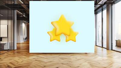 vector 3d realistic three yellow icon stars glossy colors achievements on Wall mural