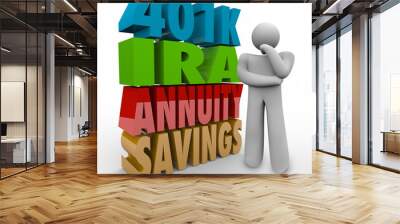 401K IRA Annunity Savings Investment Options Thinking Person Con Wall mural