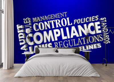 Compliance Rules Regulations Laws 3d Words Collage Audit Account Wall mural