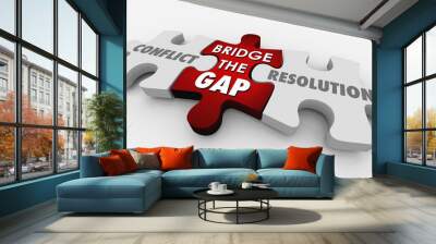 Conflict Resolution Bridge Gap Puzzle 3d Illustration Wall mural