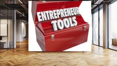 entrepreneur tools red toolbox skills ideas information help Wall mural