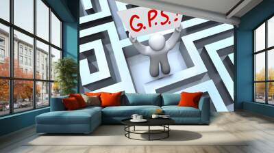 g.p.s. global positioning system person lost in maze Wall mural