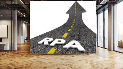 RPA Robotic Process Automation Task Automating Road Word 3d Illustration Wall mural