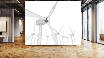 wind power - turbines on white Wall mural