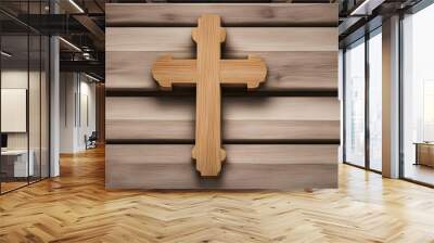 Wooden cross isolated on white background with clipping path. Wall mural