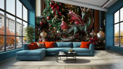 A Roaring Good Time: Christmas with Dragons
 Wall mural