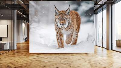 Siberian tiger in snow Wall mural