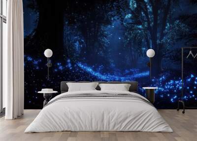 tree in the night forest Wall mural