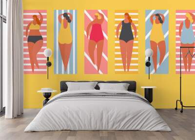 summer people on the beach. vector illustration seamless border Wall mural