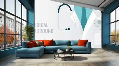 medical background with close up of doctor with stethoscope. vector illustration Wall mural