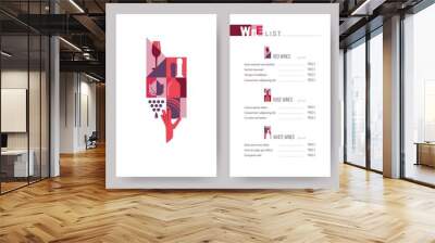 Wine restaurant menu design with geometric pattern. Vector illustration template of wine list. Wall mural