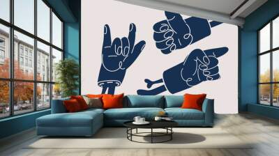 Cartoon vector illustration of Set of silhouettes of zombie hands, collection for halloween themes and greetings Wall mural