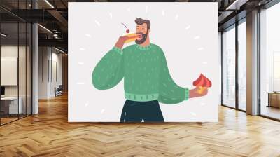 Man eating cake pie Wall mural