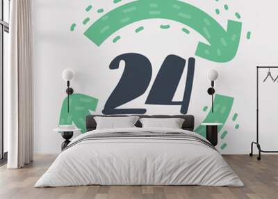 Twenty four hour icon on white background. Wall mural