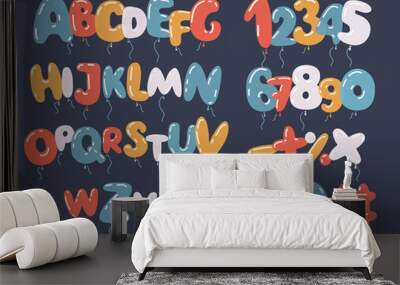 Vector of colorful balloon font and alphabet Wall mural