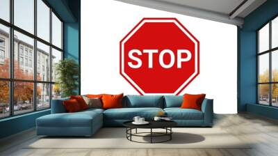 stop sign isolated on white Wall mural