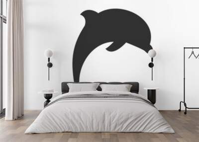 black dolphin icon on white background Wall mural