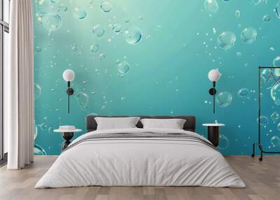 blue water surface with splash and air bubbles on white backgtround Wall mural