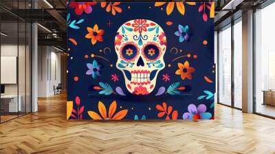 day of the dead skull vector concept background Wall mural