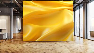 Elegance abstract soft focus wave glossy yellow fabric use for background Wall mural