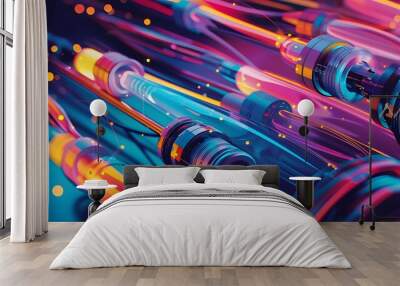 Fiber optics network abstract background Wall mural