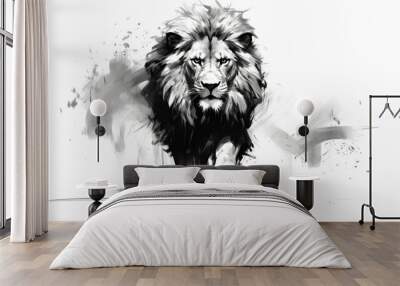 low poly lion vector isolated with smoke illustration Wall mural