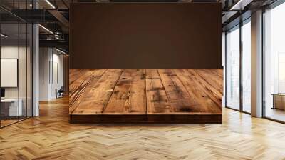 Perspective view of wood or wooden table top corner on isolated background including clipping path Wall mural