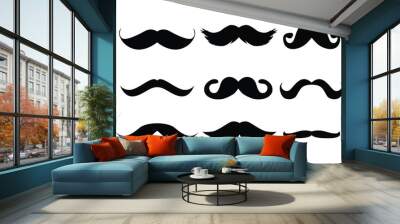 Set of mustache silhouette icon logo template vector illustration design Wall mural