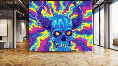 skull with horn vector Wall mural