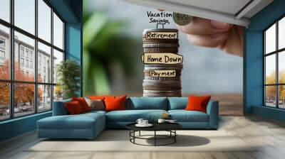 Stack of Coins Representing Financial Goals Wall mural