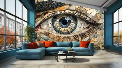 Stone Mosaic of a Human Eye Wall mural