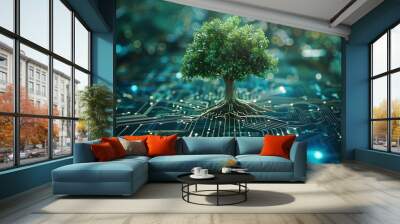 tree on circuit concept Wall mural