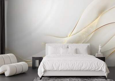 white and gold satin wave background Wall mural