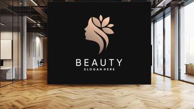 Beauty woman logo design for beauty salon with modern concept Wall mural