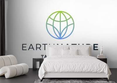 Earth Nature with Simple Line Style Logo Template Wall mural