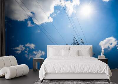 High voltage post. High voltage tower sky background. Electricity is the major energy of the world. Wall mural