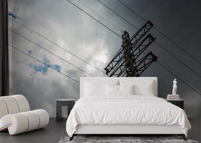 High voltage post. High voltage tower sky background. Electricity is the major energy of the world. Wall mural