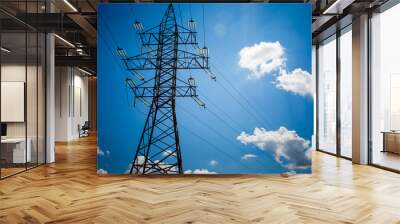 High voltage post. High voltage tower sky background. Electricity is the major energy of the world. Wall mural