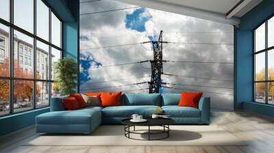 High voltage post. High voltage tower sky background. Electricity is the major energy of the world. Wall mural